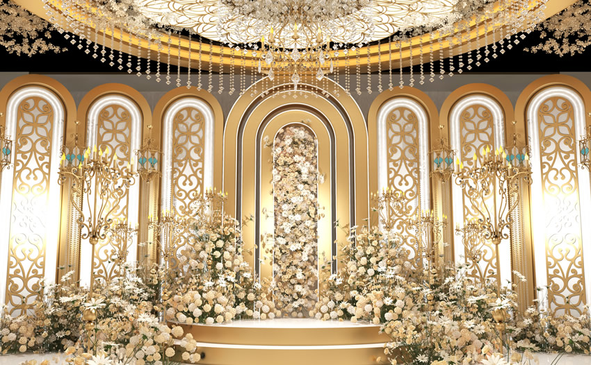 大安香槟色调婚礼堂效果展示